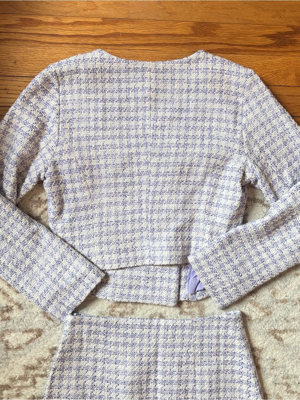 Favorite Daughter NWT Two Piece Set Blazer Mini Skirt Lilac Gingham Print - Picture 7 of 12